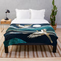 Midnight Cranes Plush Blanket with abstract nature landscape and celestial wildlife design