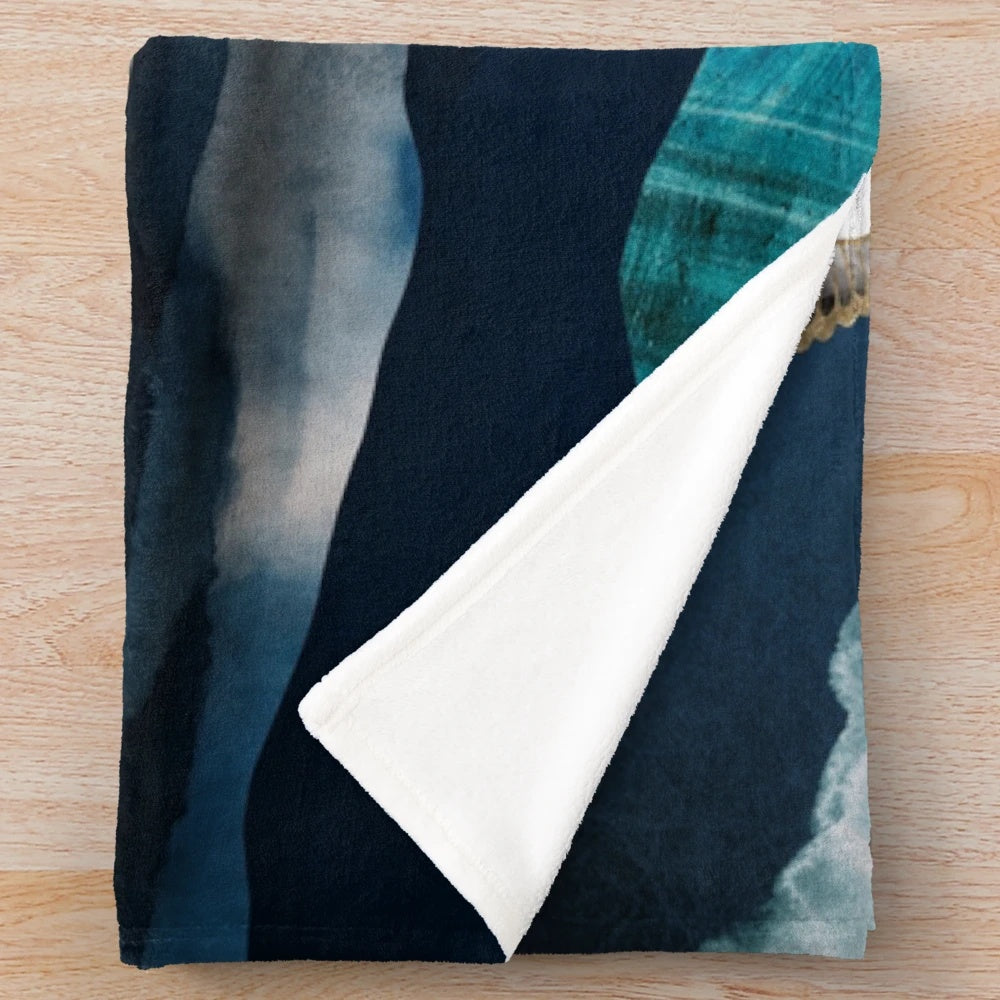 Midnight Cranes Plush Blanket with abstract nature landscape and celestial wildlife design