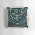 Midnight green and gold geometric marble pattern decorative throw pillow