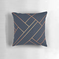 Midnight navy and copper geometric decorative pillow