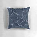 Midnight navy blue and silver geometric pattern decorative throw pillow for interior design