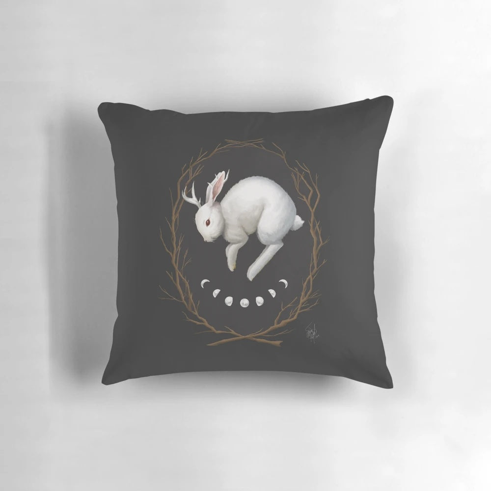 Midnight Run Pillow featuring a dreamcatcher-inspired design with moon phases, nature, and gothic elements
