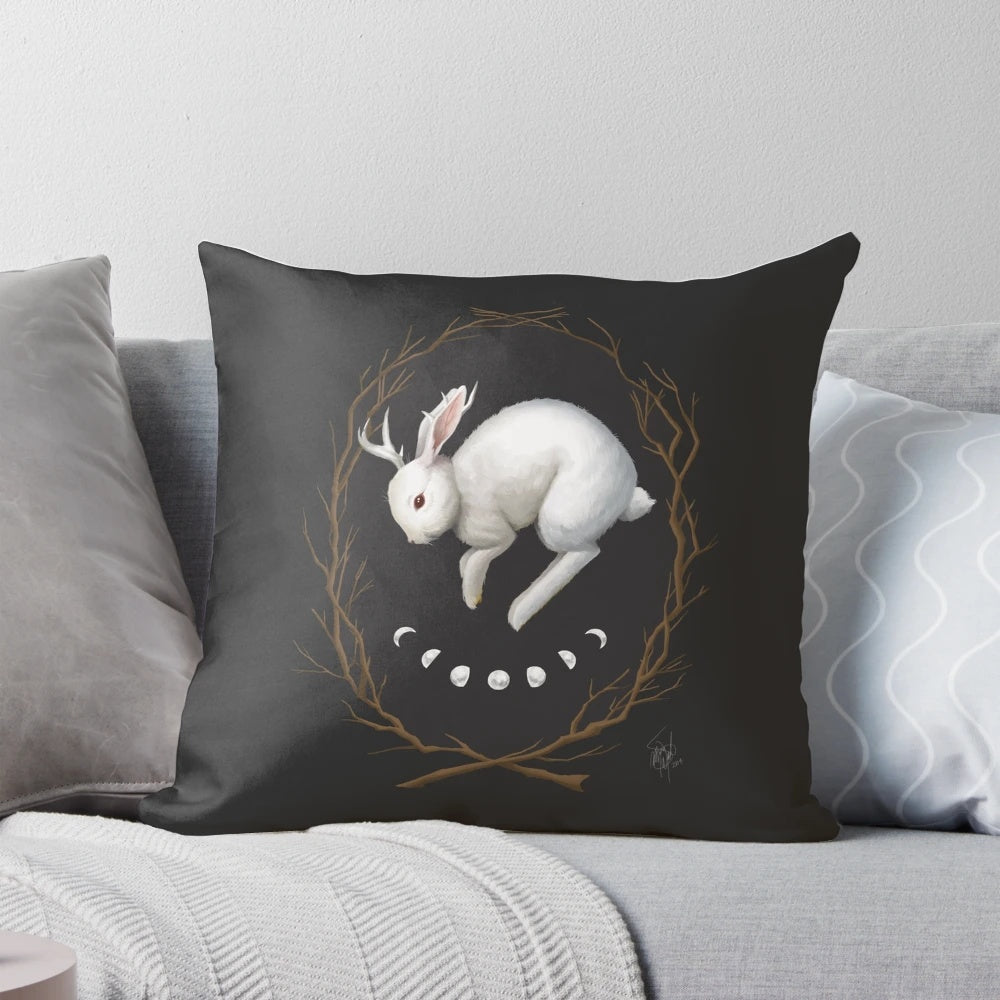 Midnight Run Pillow featuring a dreamcatcher-inspired design with moon phases, nature, and gothic elements