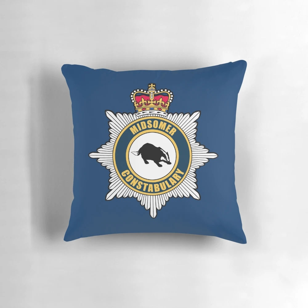 Midsomer Murders Police Constabulary Pillow featuring the iconic coat of arms and badge