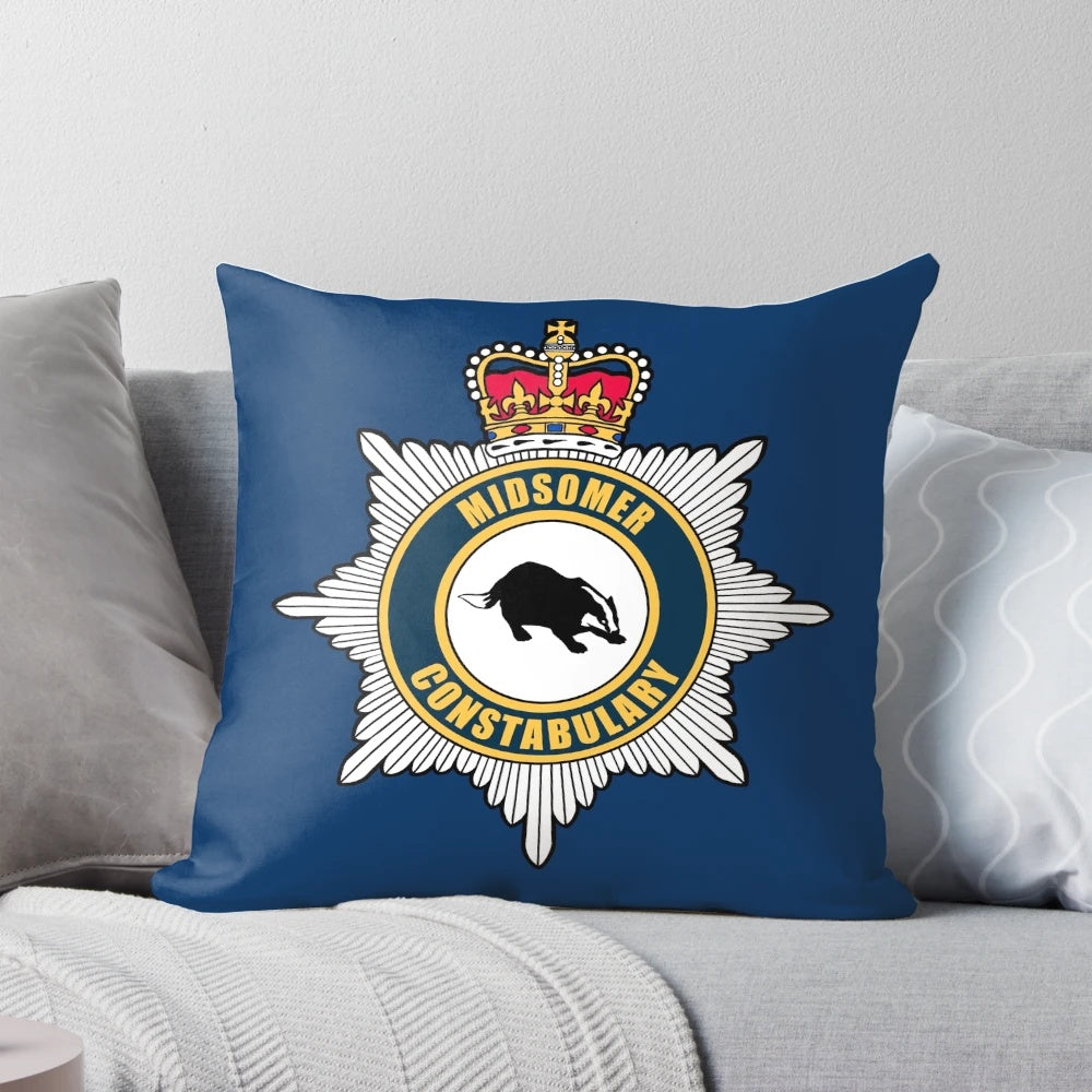 Midsomer Murders Police Constabulary Pillow featuring the iconic coat of arms and badge
