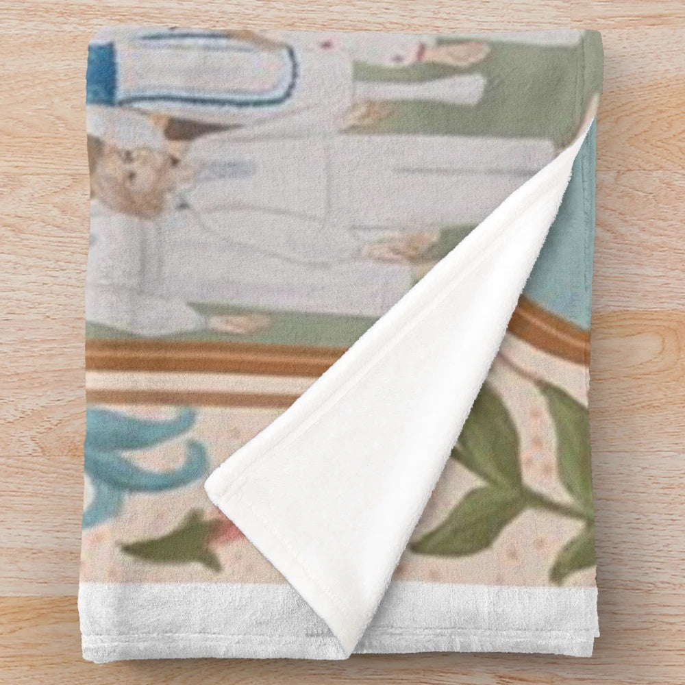 Midsommar-inspired plush blanket featuring floral and horror imagery