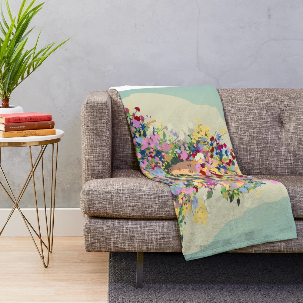 Midsommar inspired plush blanket featuring floral horror aesthetic