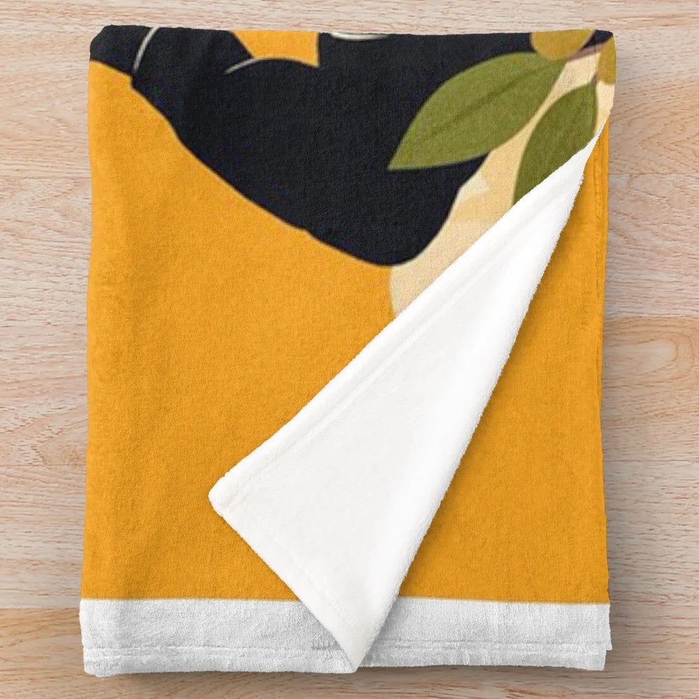 Midsommar-inspired plush blanket featuring floral and horror movie elements
