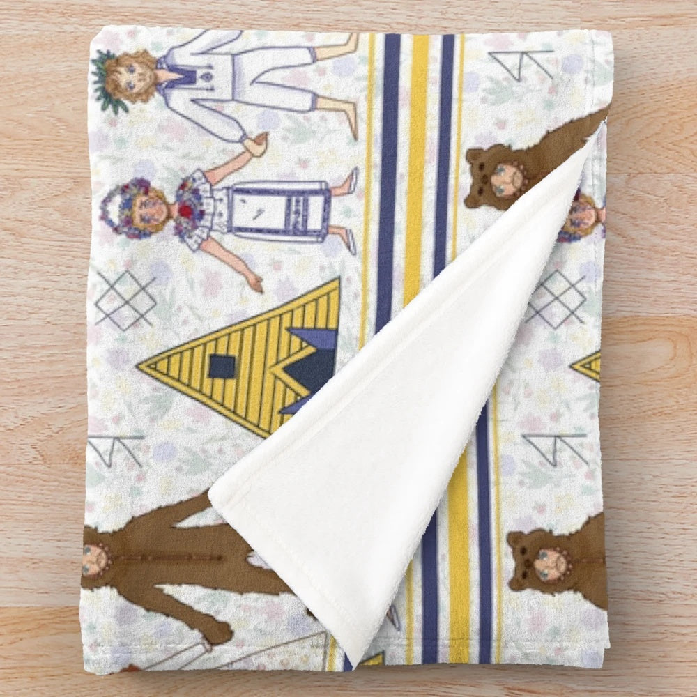 Midsommar-inspired plush blanket with a floral pattern