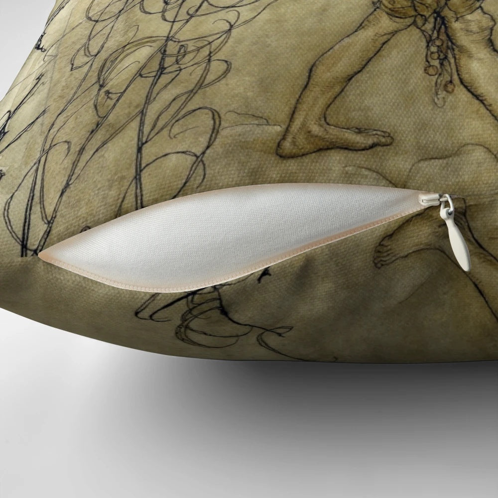 Pillow featuring the character Puck from Shakespeare's 'A Midsummer Night's Dream', illustrated by Arthur Rackham