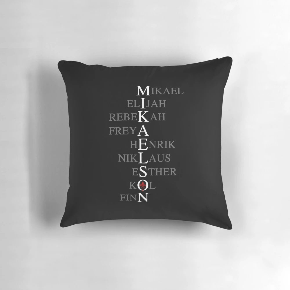 Mikaelson Family Pillow featuring characters from the hit TV series The Originals