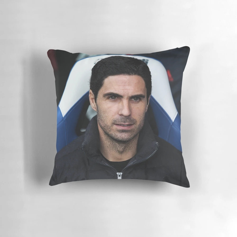 Mikel Arteta Arsenal Football Pillow featuring the Arsenal manager's face