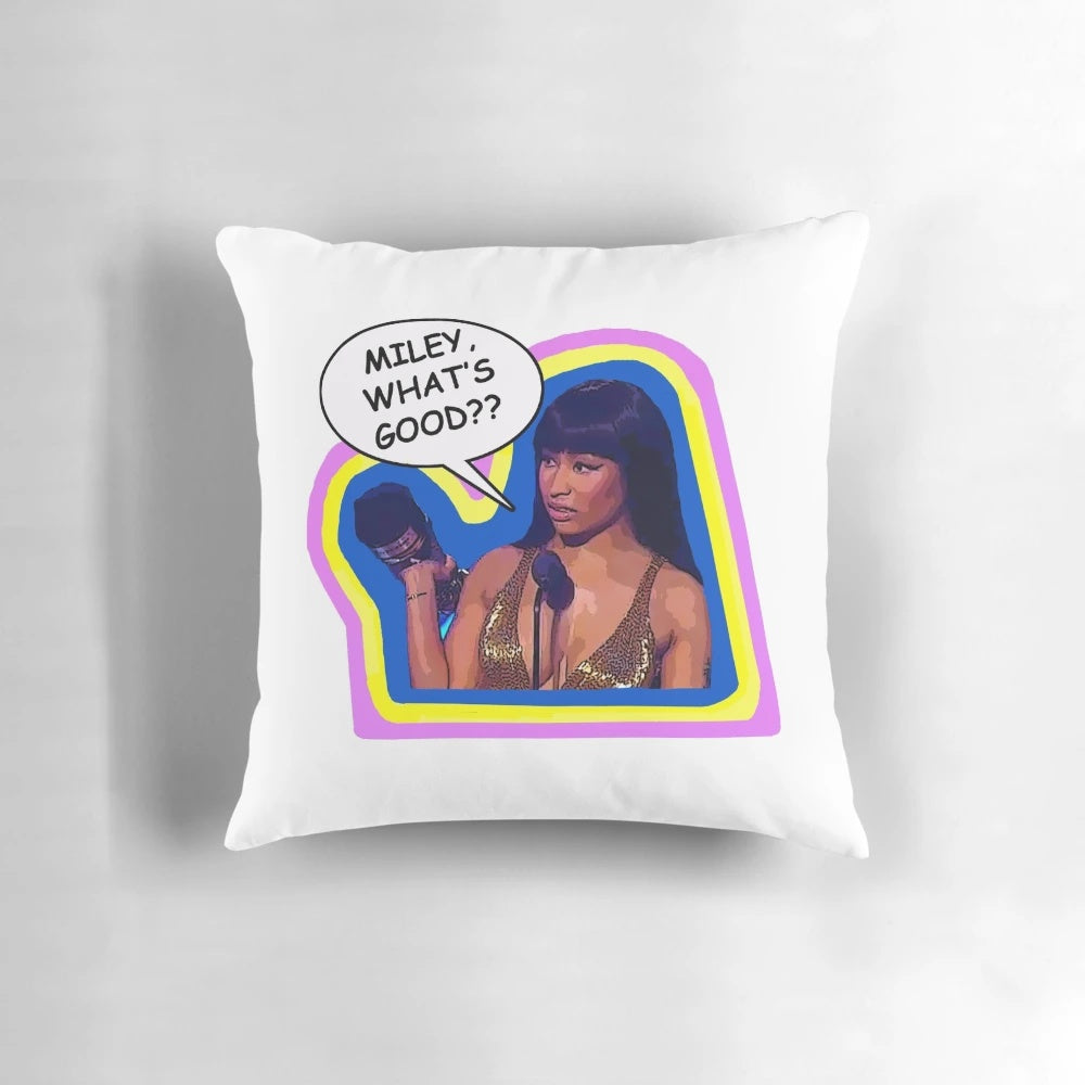 Miley, What's Good? Celebrity Pillow featuring Nicki Minaj and Miley Cyrus