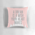 Millennial pink throw pillow with a castle silhouette design, inspired by Disney theme parks