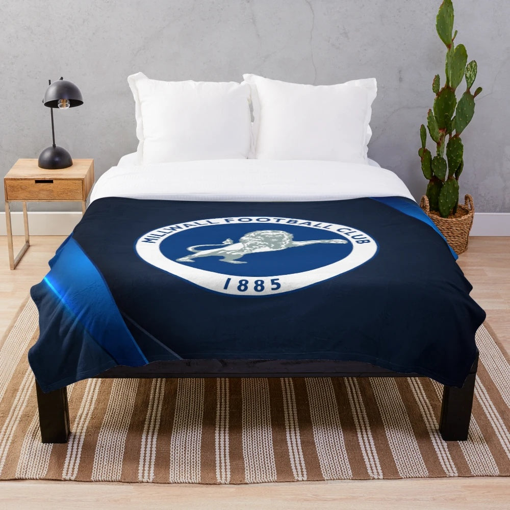 Millwall FC inspired plush blanket with club colors and logo
