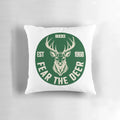Milwaukee Bucks basketball-themed decorative pillow with deer logo