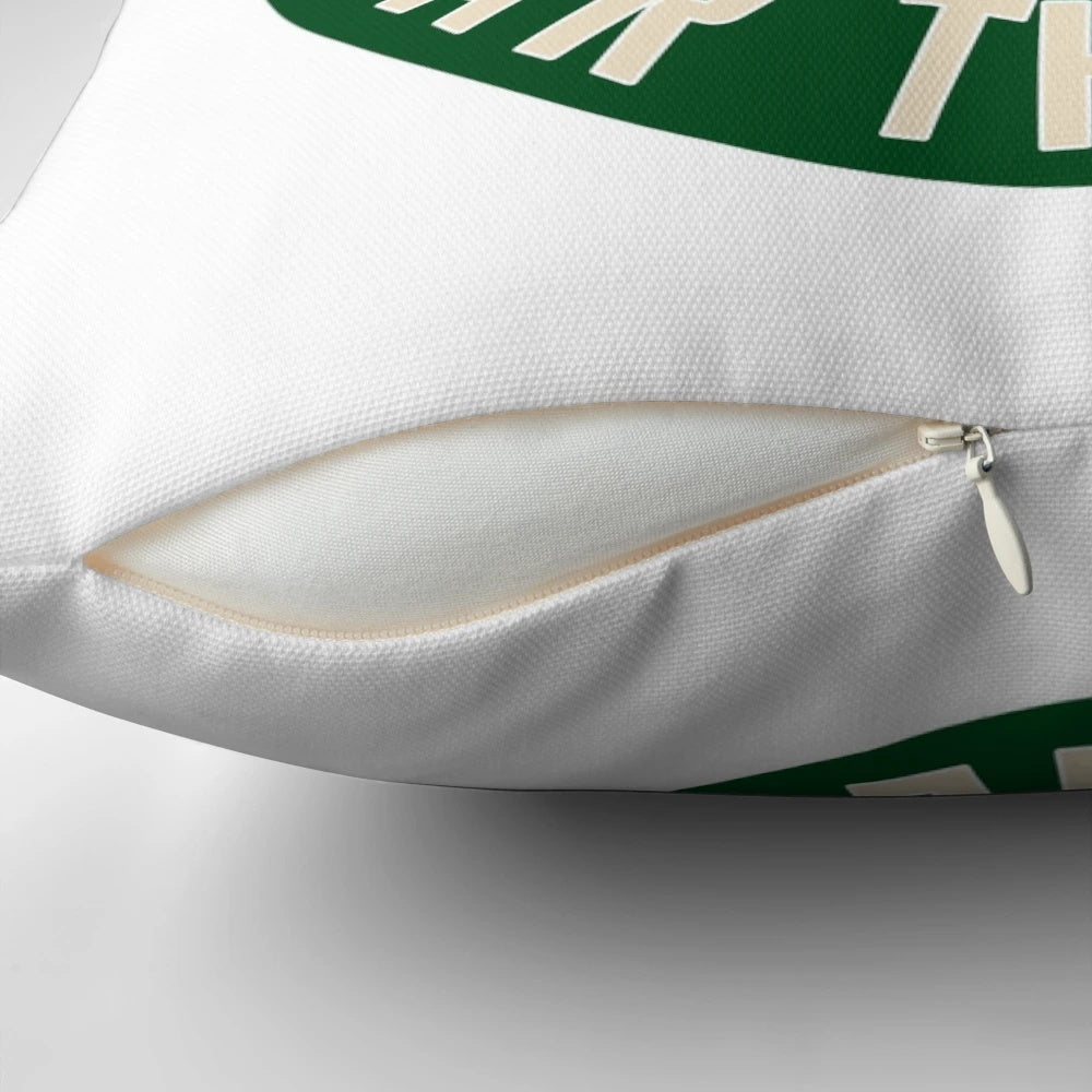 Milwaukee Bucks basketball-themed decorative pillow with deer logo