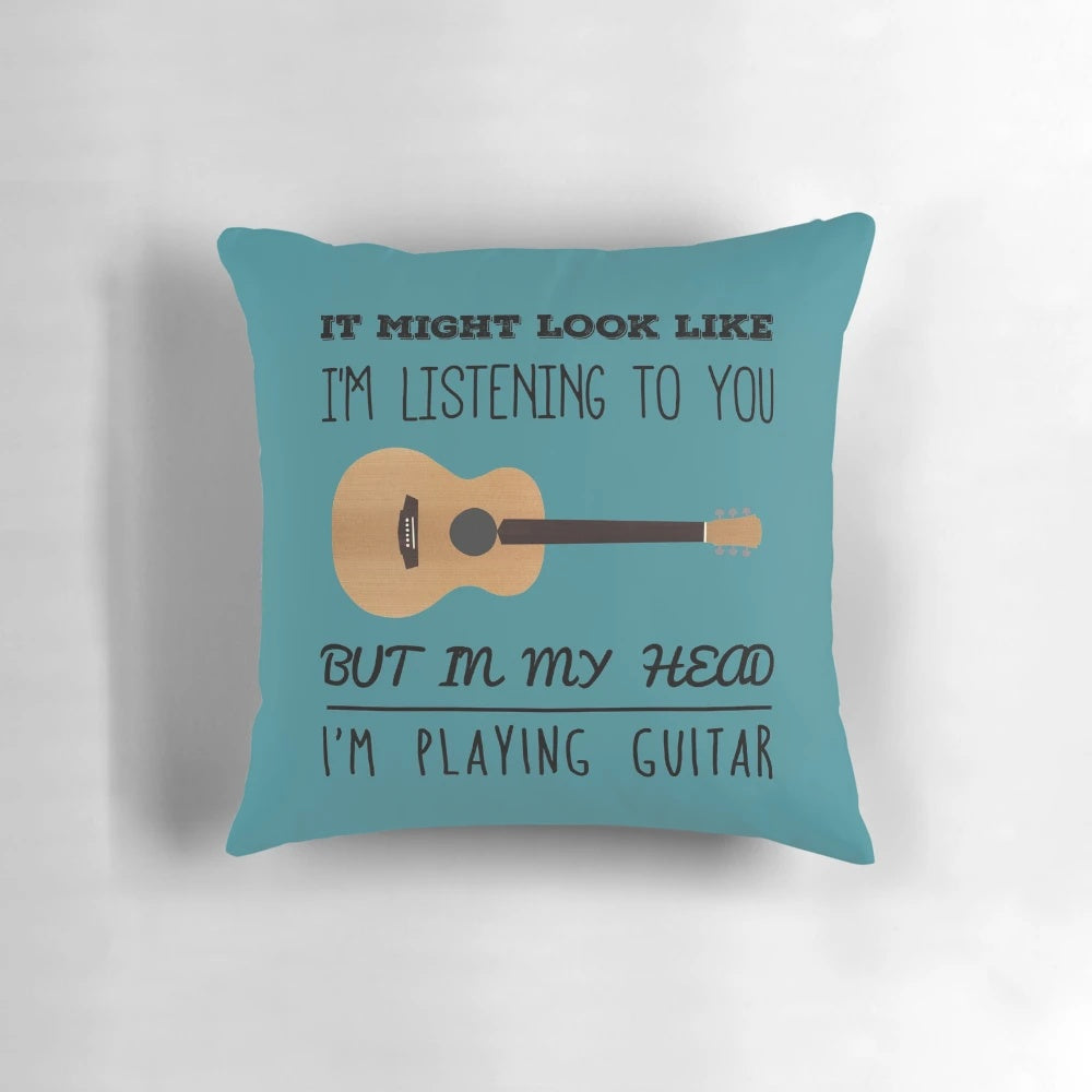 Mind Guitar Pillow with Detailed Guitar Fretboard and Strings Design