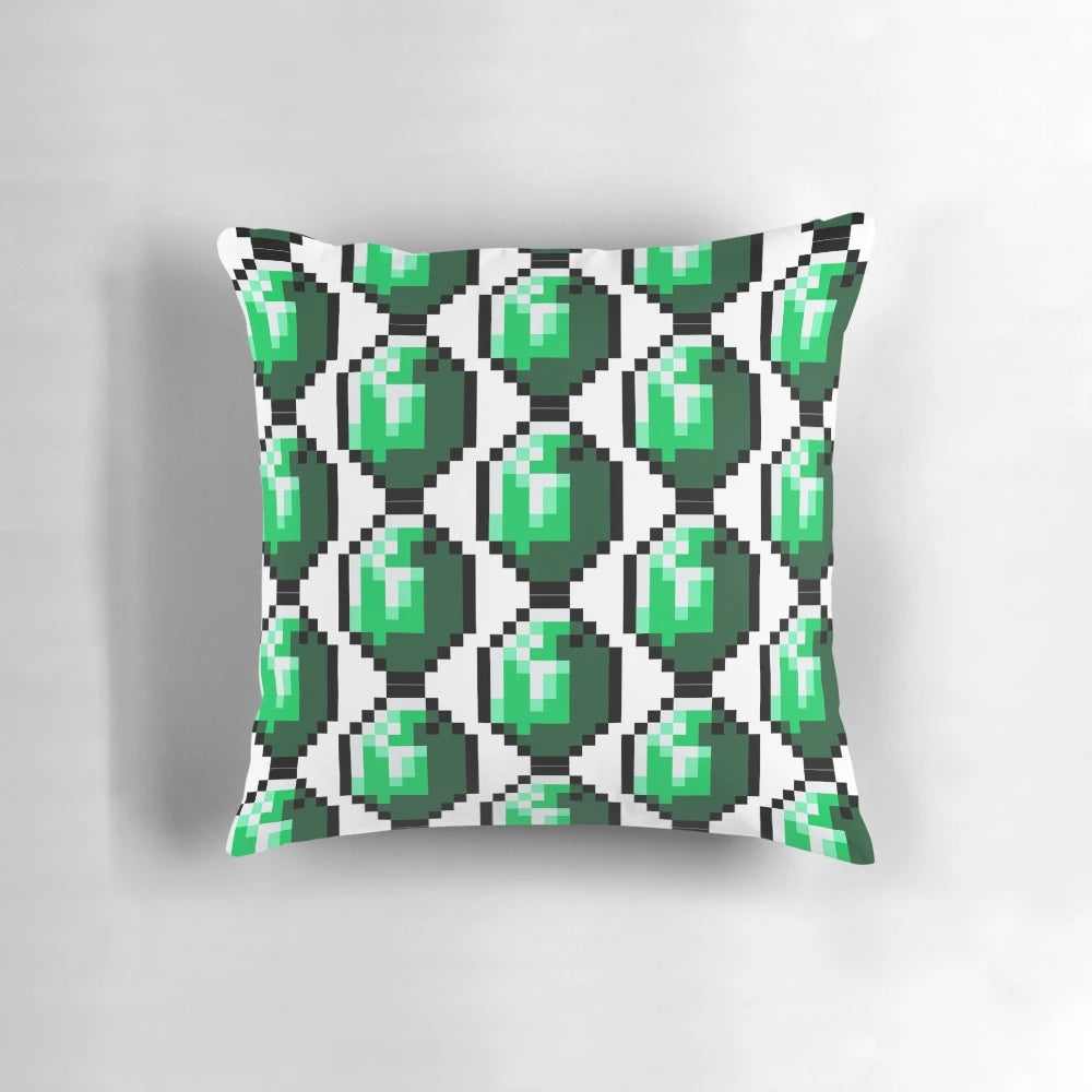 Minecraft Emerald Pillow featuring the iconic Minecraft emerald design
