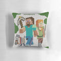 Minecraft-themed decorative throw pillow featuring the iconic characters Steve and Alex