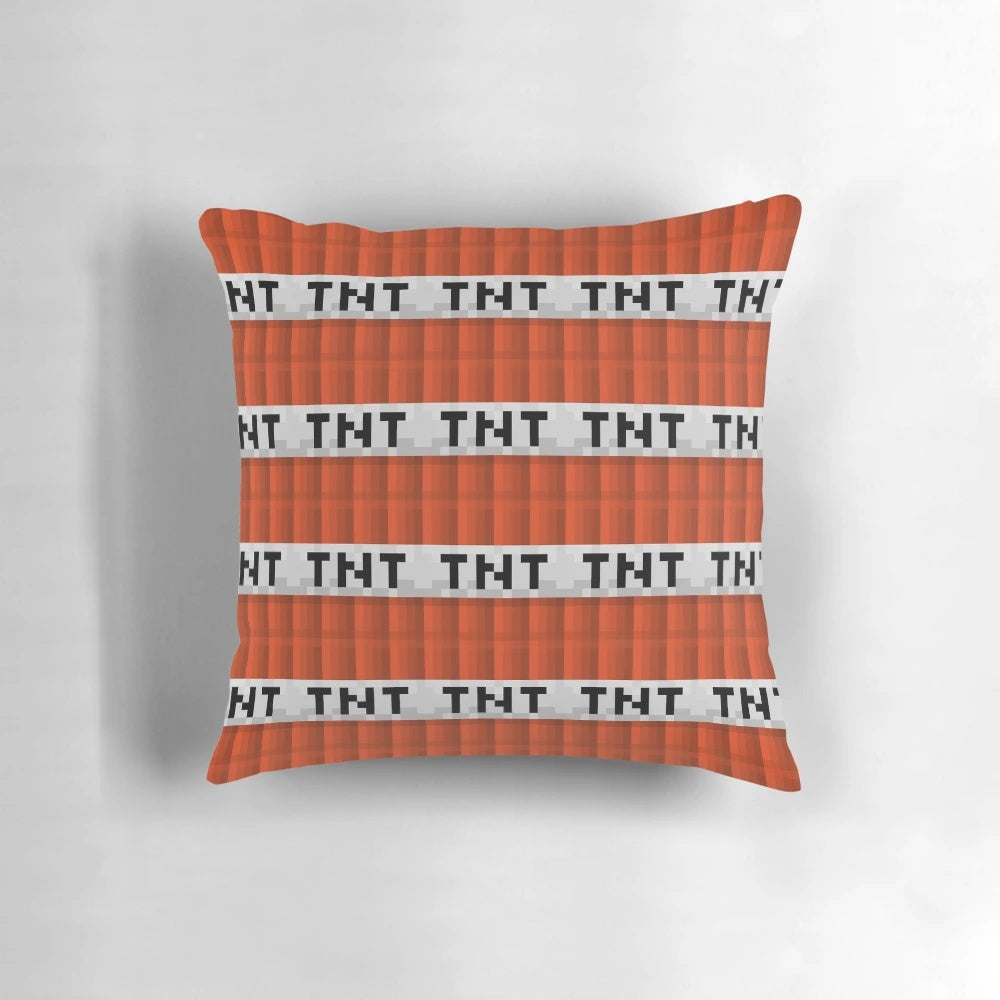 Minecraft TNT Bomb Block Meme Pixel Art Decorative Pillow