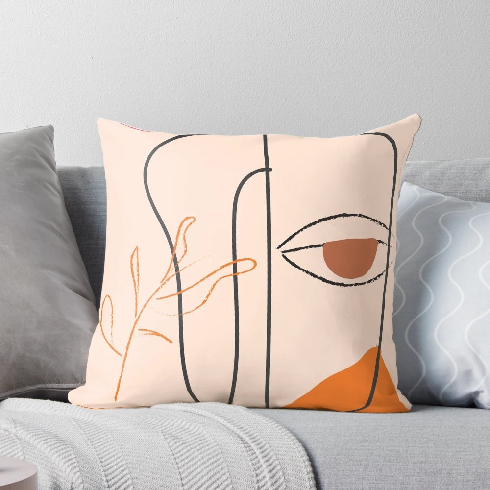Minimal pillow with abstract art-inspired geometric design