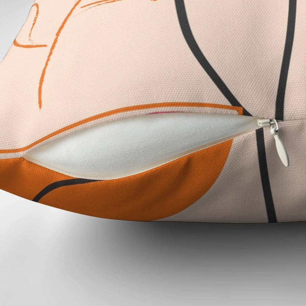 Minimal pillow with abstract art-inspired geometric design