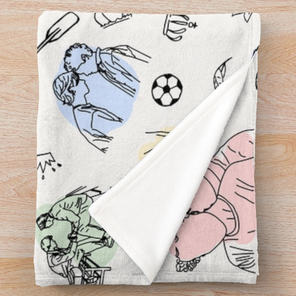 Minimal plush blanket featuring line art design and quotes from the Young Royals Netflix series