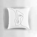 Minimalist black and white abstract face illustration one line art pillow