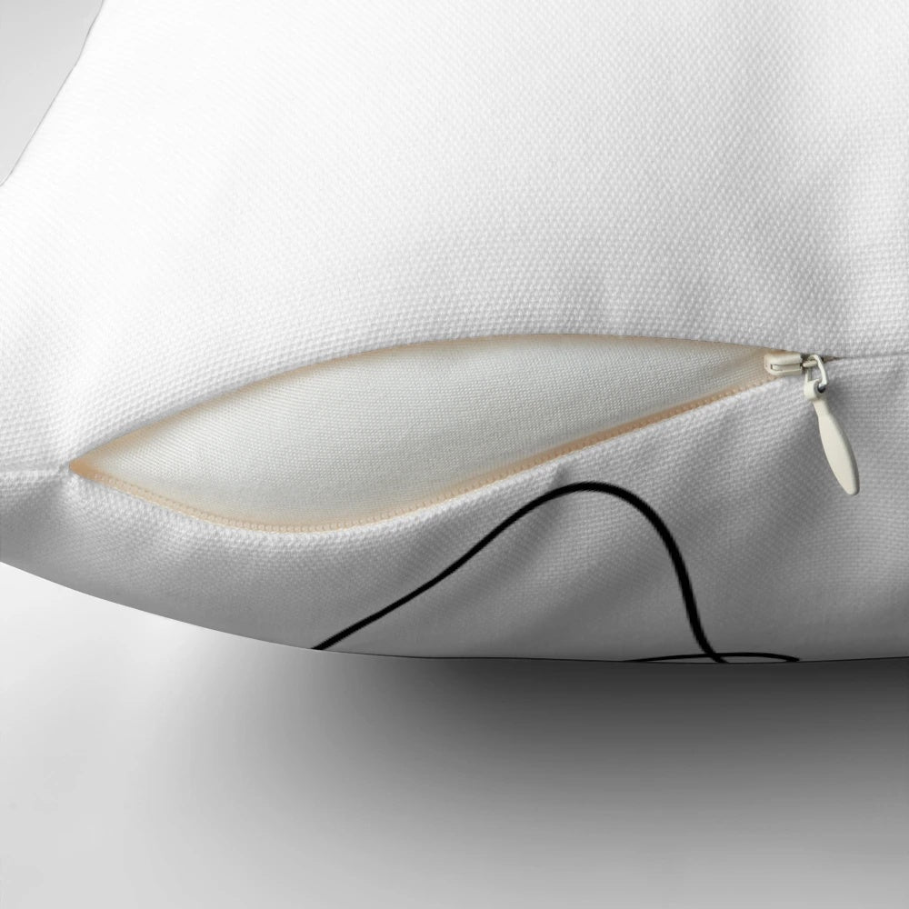Minimalist abstract face one line art throw pillow