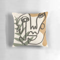 Minimalist abstract faces design printed on a high-quality throw pillow