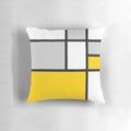 Minimalist abstract geometric art pillow with Mondrian-inspired design