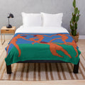 Minimalist abstract plush blanket featuring Matisse's 'The Dance' painting