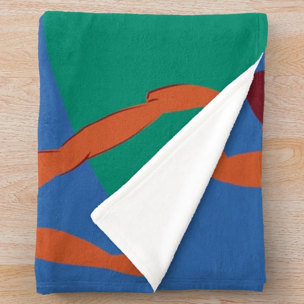 Minimalist abstract plush blanket featuring Matisse's 'The Dance' painting