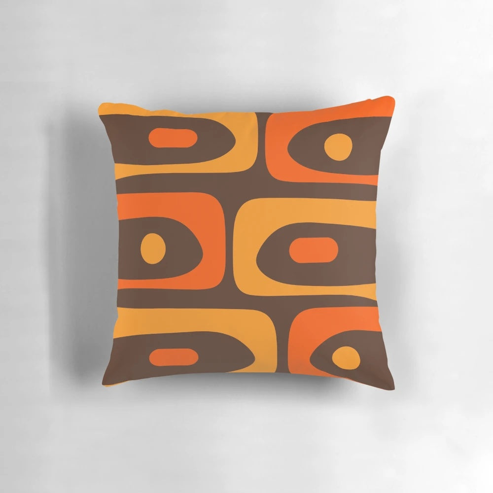 Minimalist abstract pattern pillow in brown and orange colors