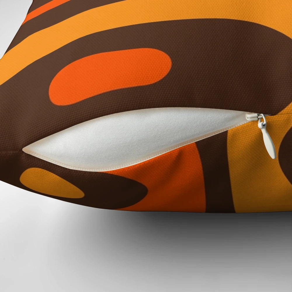 Minimalist abstract pattern pillow in brown and orange colors