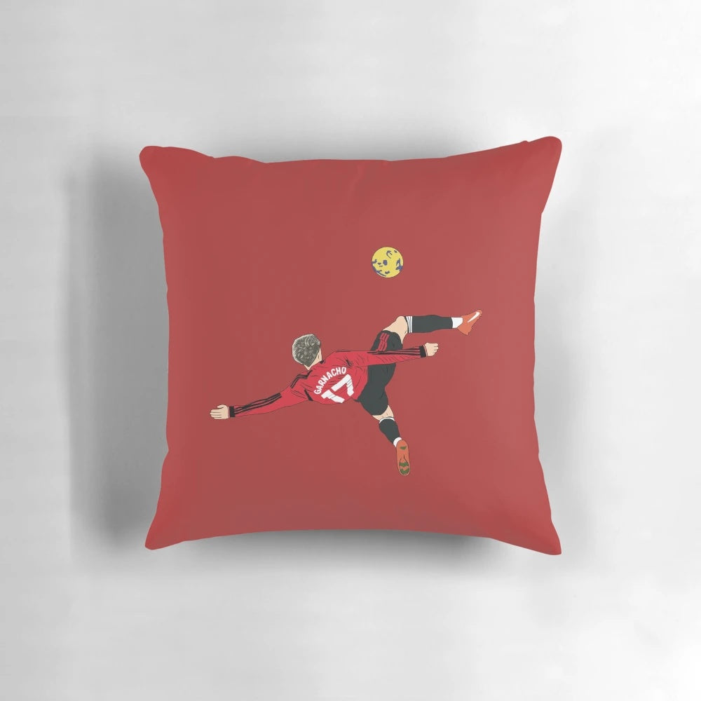 Minimalist Alejandro Garnacho Manchester United Bicycle Kick Overhead Goal Pillow
