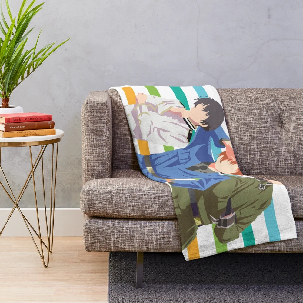 Minimalist plush blanket featuring anime characters from Hetalia Axis Powers