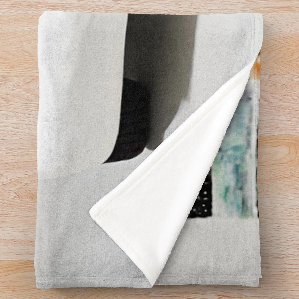 Plush blanket featuring a minimalist oil painting design of a classic car
