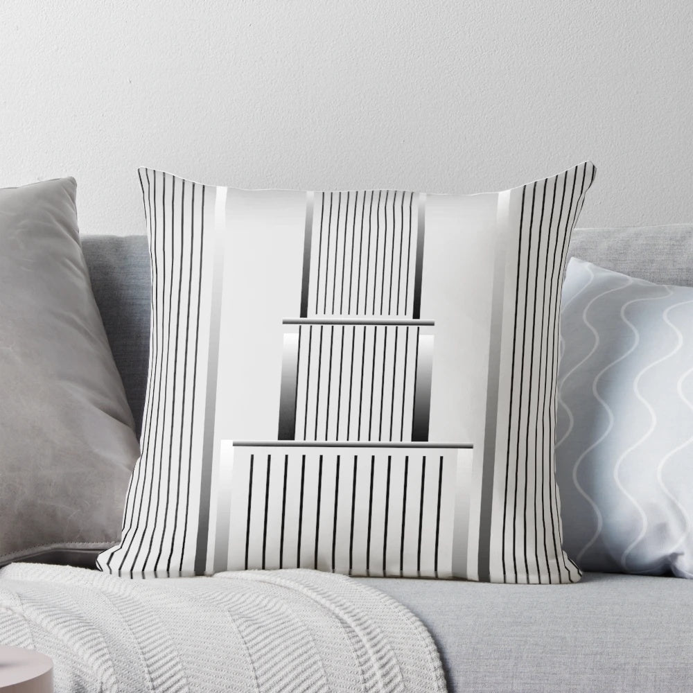 Minimalist art deco building photograph printed on a high-quality pillow