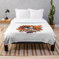 Minimalist autumn plush blanket with nature-inspired watercolor art