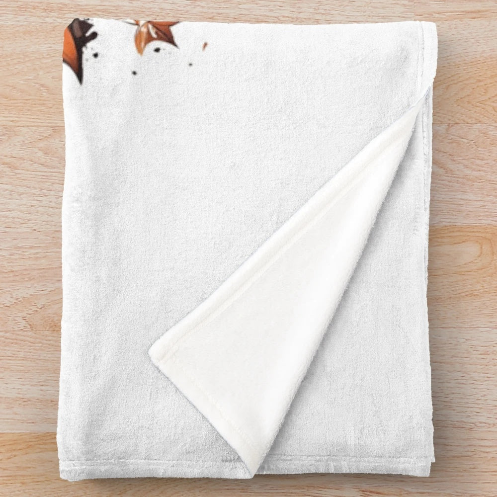 Minimalist autumn plush blanket with nature-inspired watercolor art