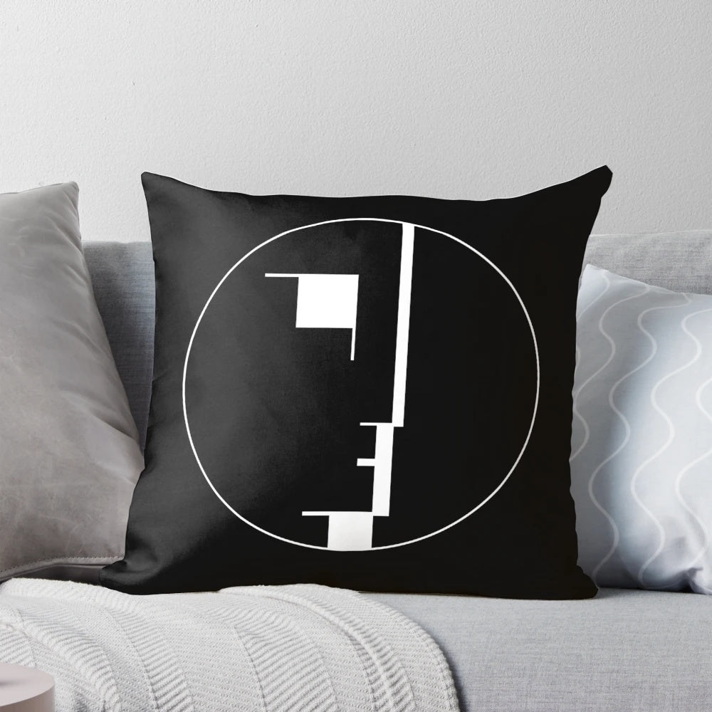 Minimalist Bauhaus-inspired geometric pillow with clean, simple shapes and colors