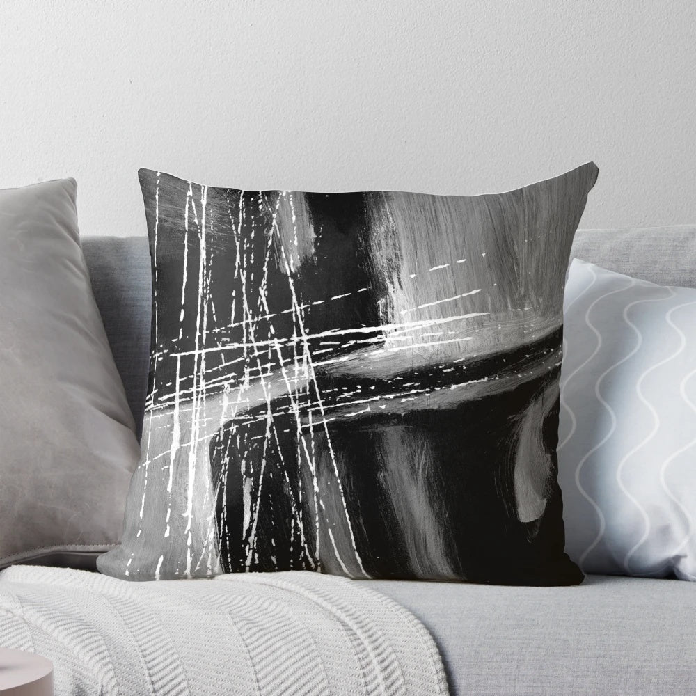 Minimalist black and white abstract painting wall art