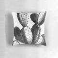 Minimalist black and white cactus print decorative throw pillow for modern botanical-inspired home decor