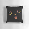 Cute black cat with minimalist tongue design throw pillow