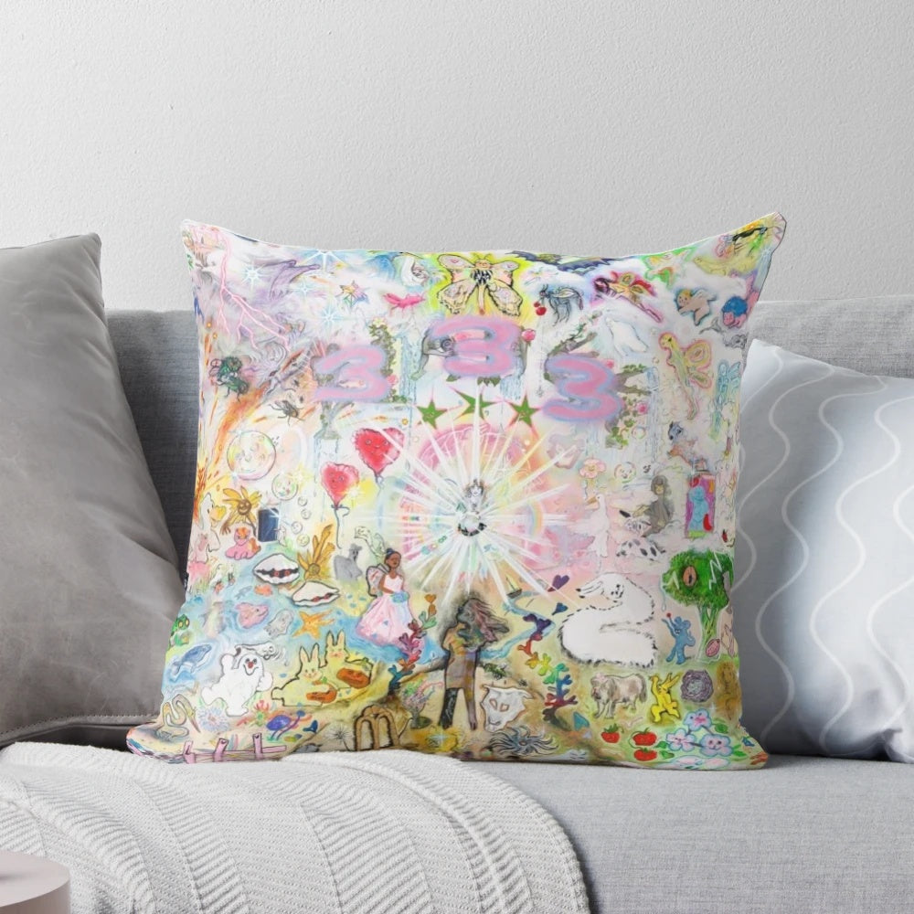Minimalist Bladee art pillow with a cloud rap and emo rap inspired design
