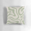 Minimalist abstract swirl pattern pillow in beige and sage green colors