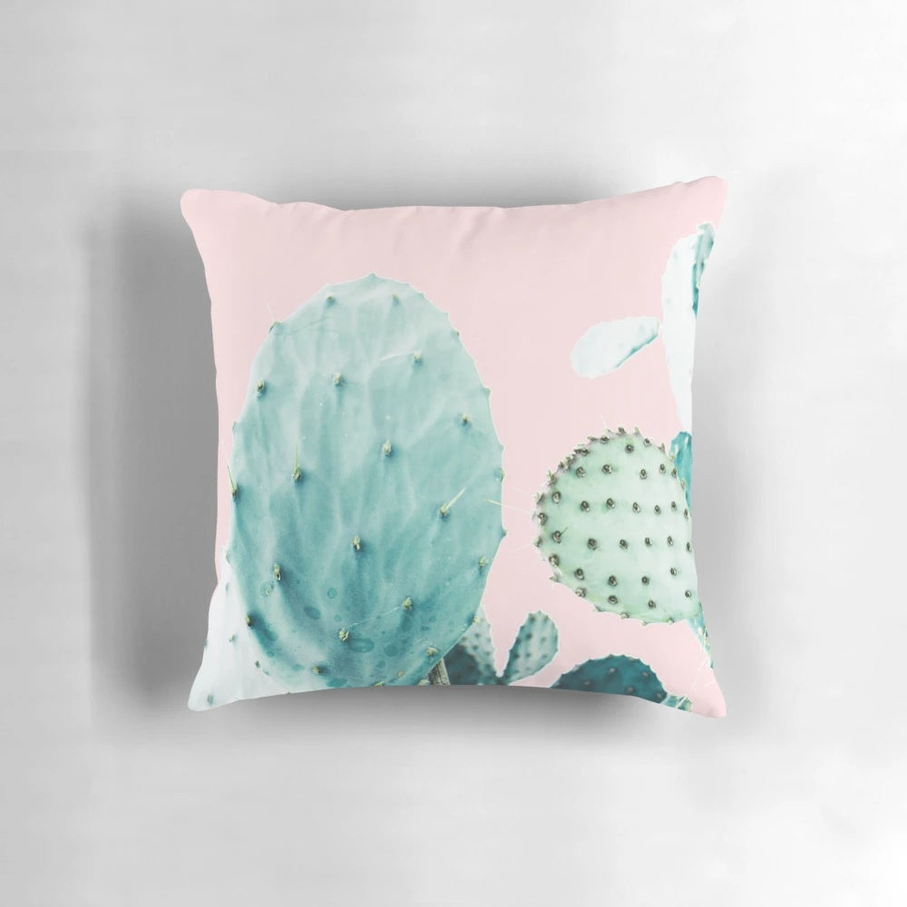Minimalist cactus and cacti art print, showcasing a desert landscape in pastel colors.