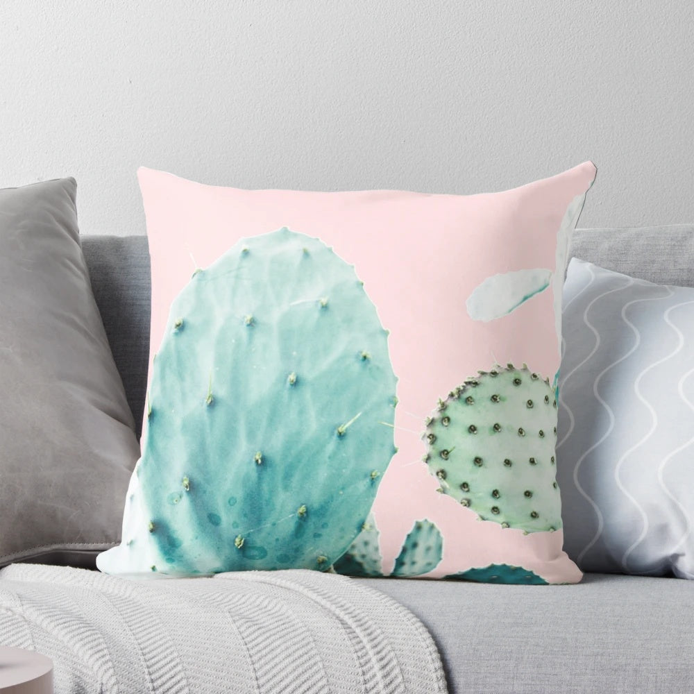 Minimalist cactus and cacti art print, showcasing a desert landscape in pastel colors.
